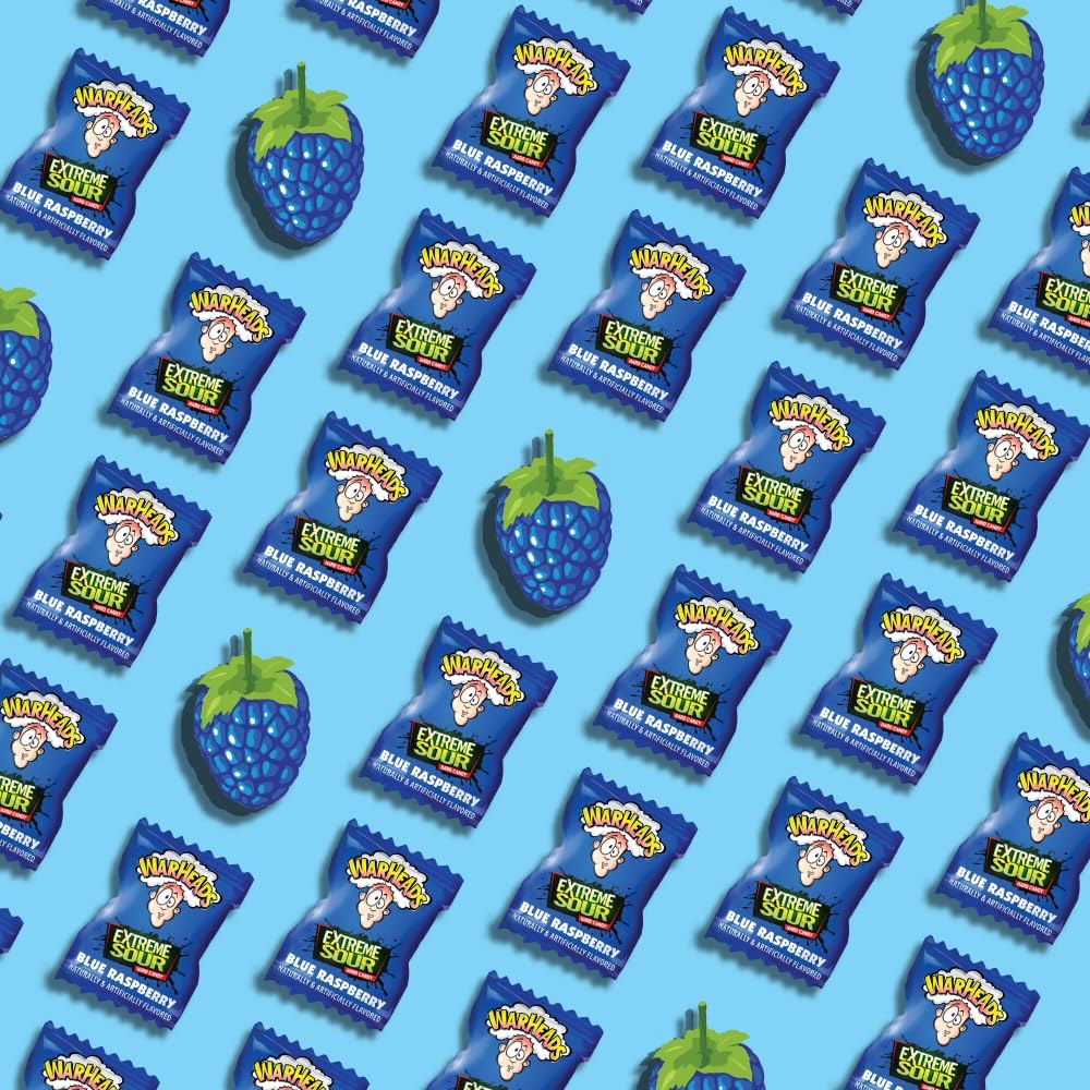 WARHEADS - Extreme Sour Hard Candy - Blue Raspberry Flavor - Perfect for Celebrations - 2 lb Bulk Bag