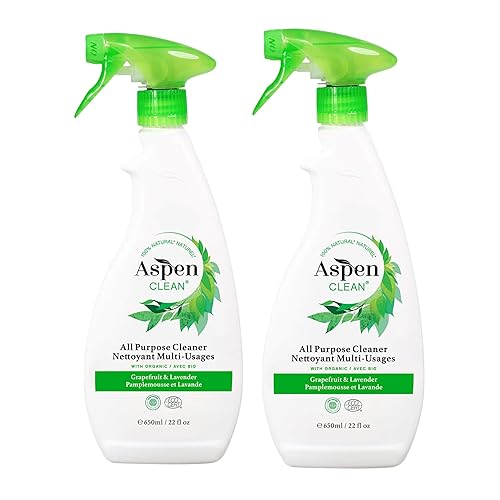 AspenClean | All-Purpose Spray Cleaner | Streak-Free Multi-Surface Cleaner with Essential Oils | Non - Toxic | 100% Natural | EWG Verified | Pack of 2