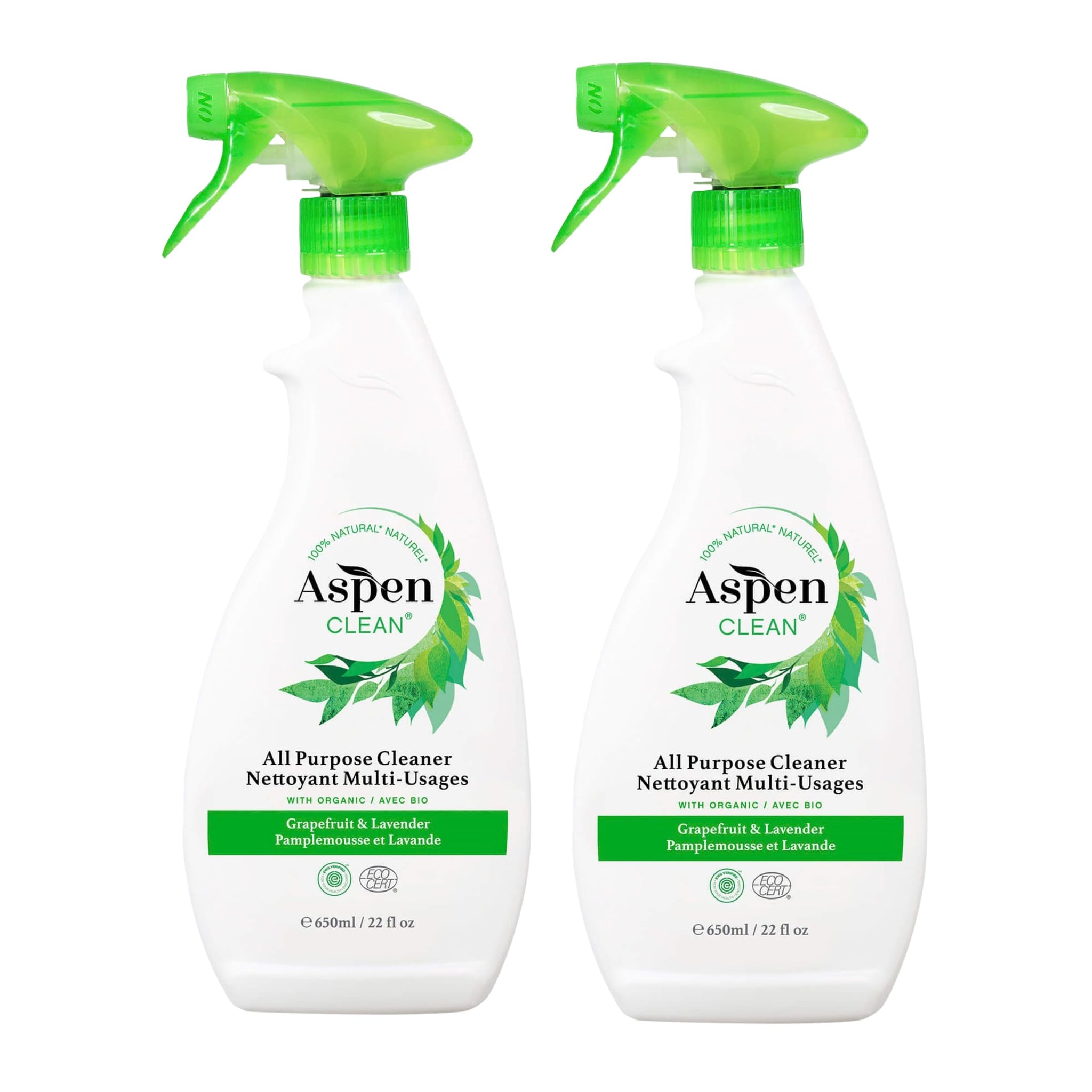 AspenClean | All-Purpose Spray Cleaner | Streak-Free Multi-Surface Cleaner with Essential Oils | Non - Toxic | 100% Natural | EWG Verified | Pack of 2