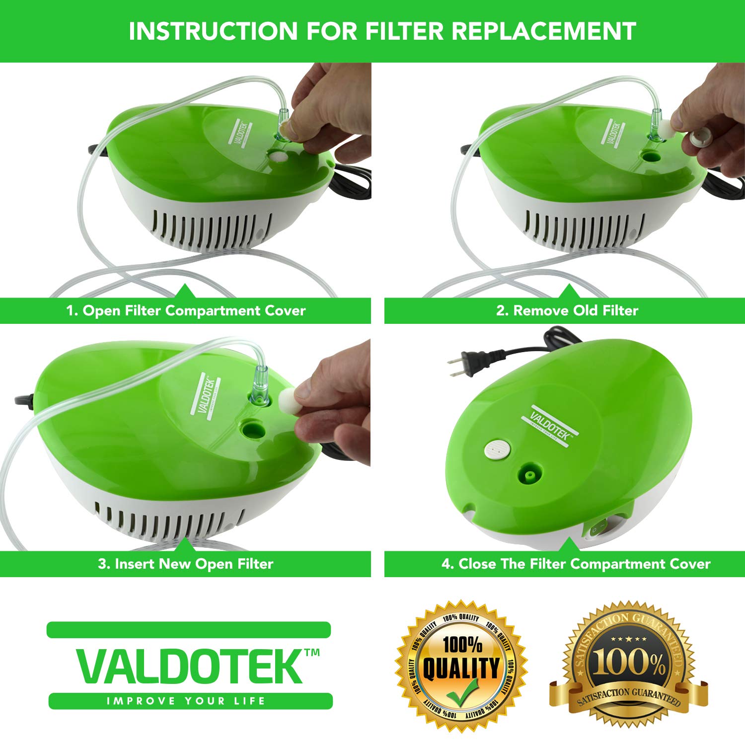 Valdotek 10 Pcs Replacement Sponge Filters for Compressor System Cool Mist 19/32 Inch Diameter (Filters10)