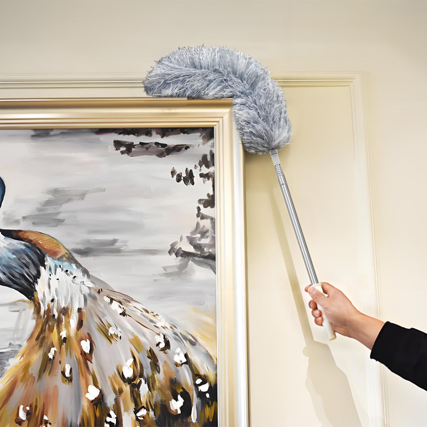 Feather Duster for Cleaning Extendable - Feather Duster for Cleaning The Indoor. 110 in Long Duster with Extension Pole for Clean Ceilings and Fans