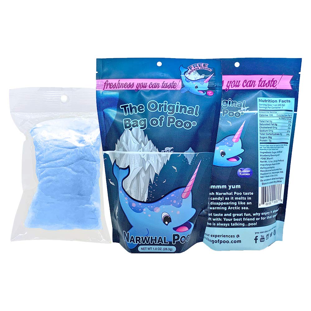 The Original Bag of Poo®, Novelty Poop Cotton Candy Gag Gift (Aquarium Variety Pack) Assorted flavors. Free stickers inside.