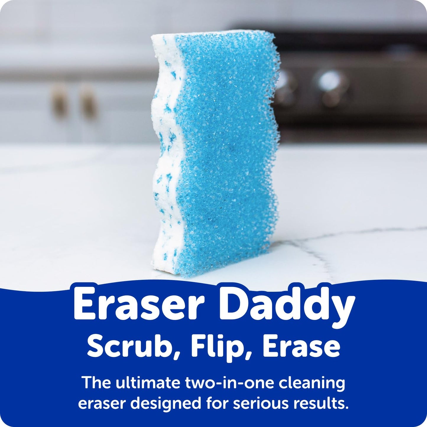 Scrub Daddy Eraser Sponge - 10x More Durable Than Traditional Erasers with Scrubbing Gems - Removes Dirt, Scuffs & Stains - Water Activated Sponge