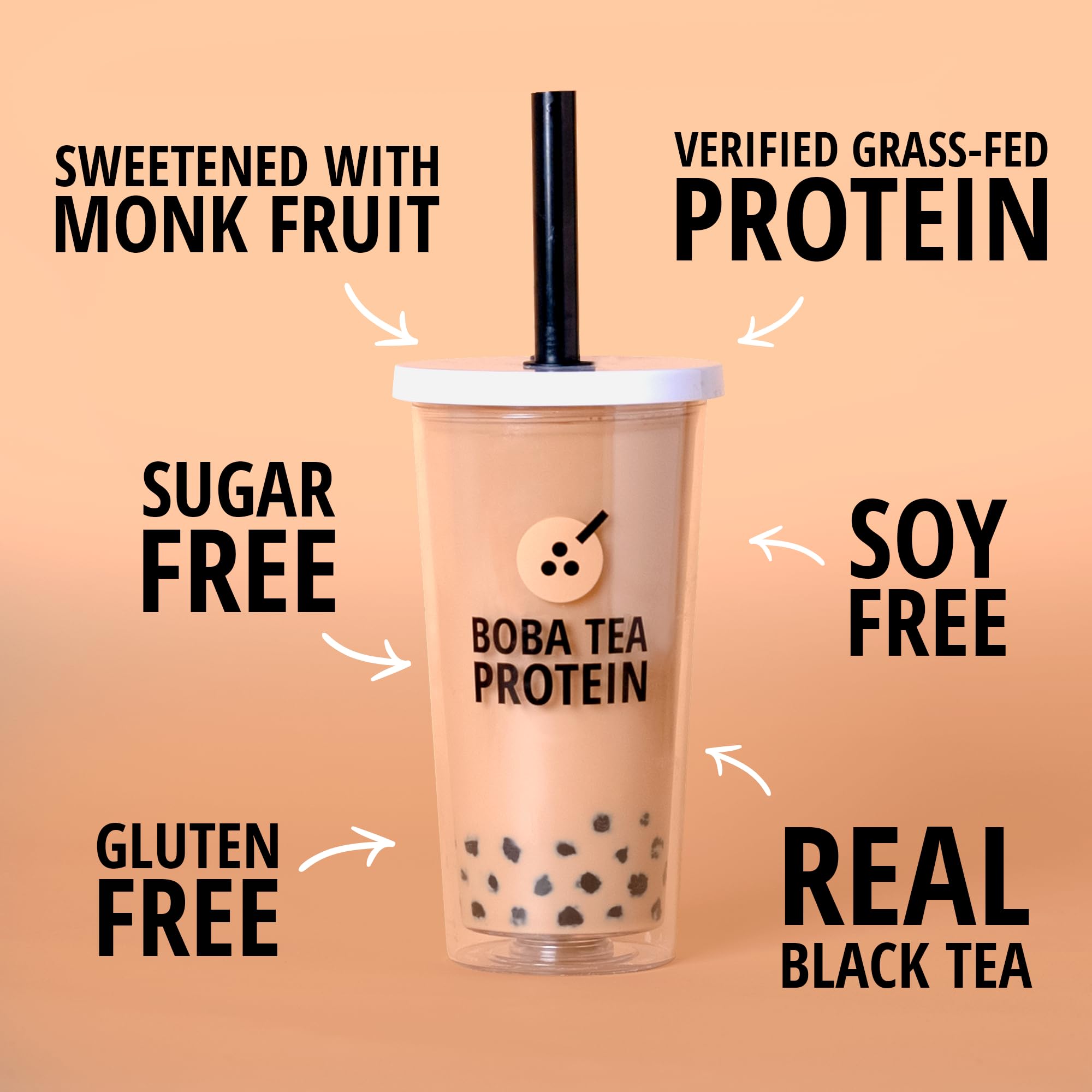 Classic Milk Tea Protein Powder | 25g Grass-Fed Whey Protein Isolate Powder | Gluten-Free & Soy-Free Bubble Tea Protein Drink | Real Ingredients