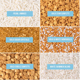 Sweets Indeed Sprinkles 6 Cell Edible Sprinkle Mix Jimmies Perfect for Cake Decorations Baking Ice Cream Cookies Cupcake Topper (Gold)