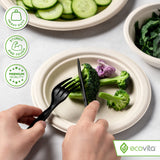 Ecovita 100% Compostable Paper Plates [7 in.] - 150 Disposable Plates Eco Friendly Sturdy Tree Free Liquid and Heat Resistant Alternative to Plastic