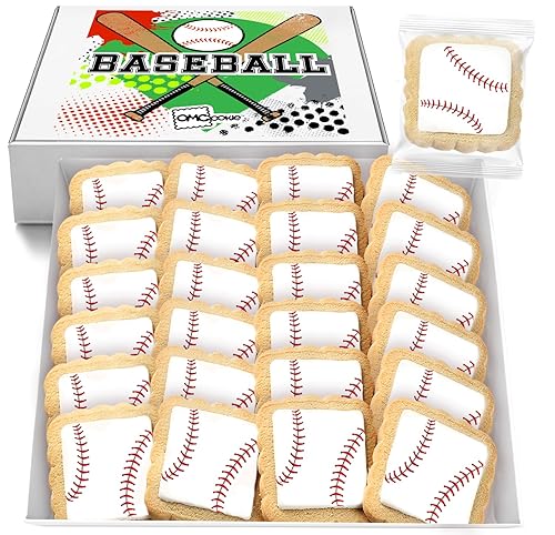 Baseball Cookies Individually Wrapped Party Favors 24 Pack Bulk Sports for Kids Game League