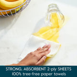 Grove Co. Bamboo Paper Towels, Tree Free & Sustainable Kitchen Paper Towels, Strong & Absorbent with Custom Select Sheets for Less Waste, Zero Plastic