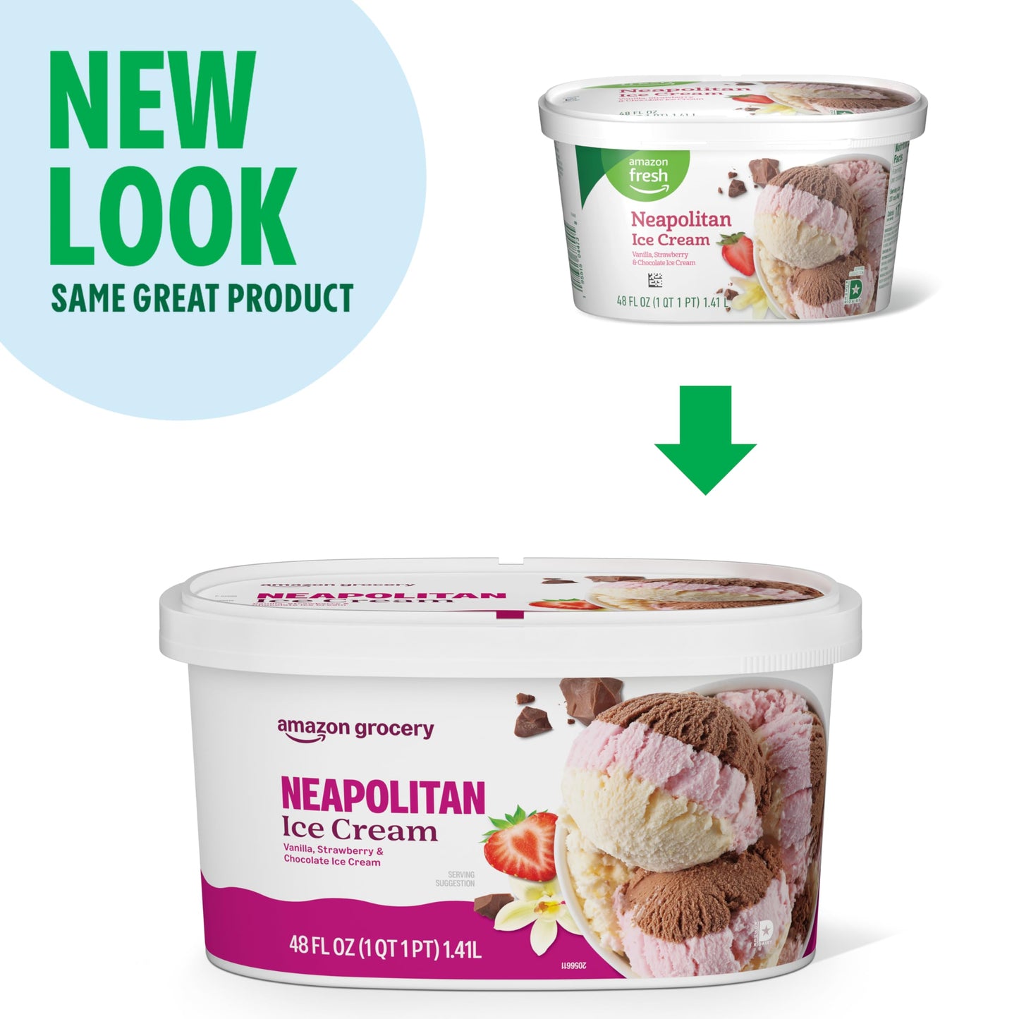 Amazon Grocery, Neapolitan Ice Cream, 48 Fl Oz