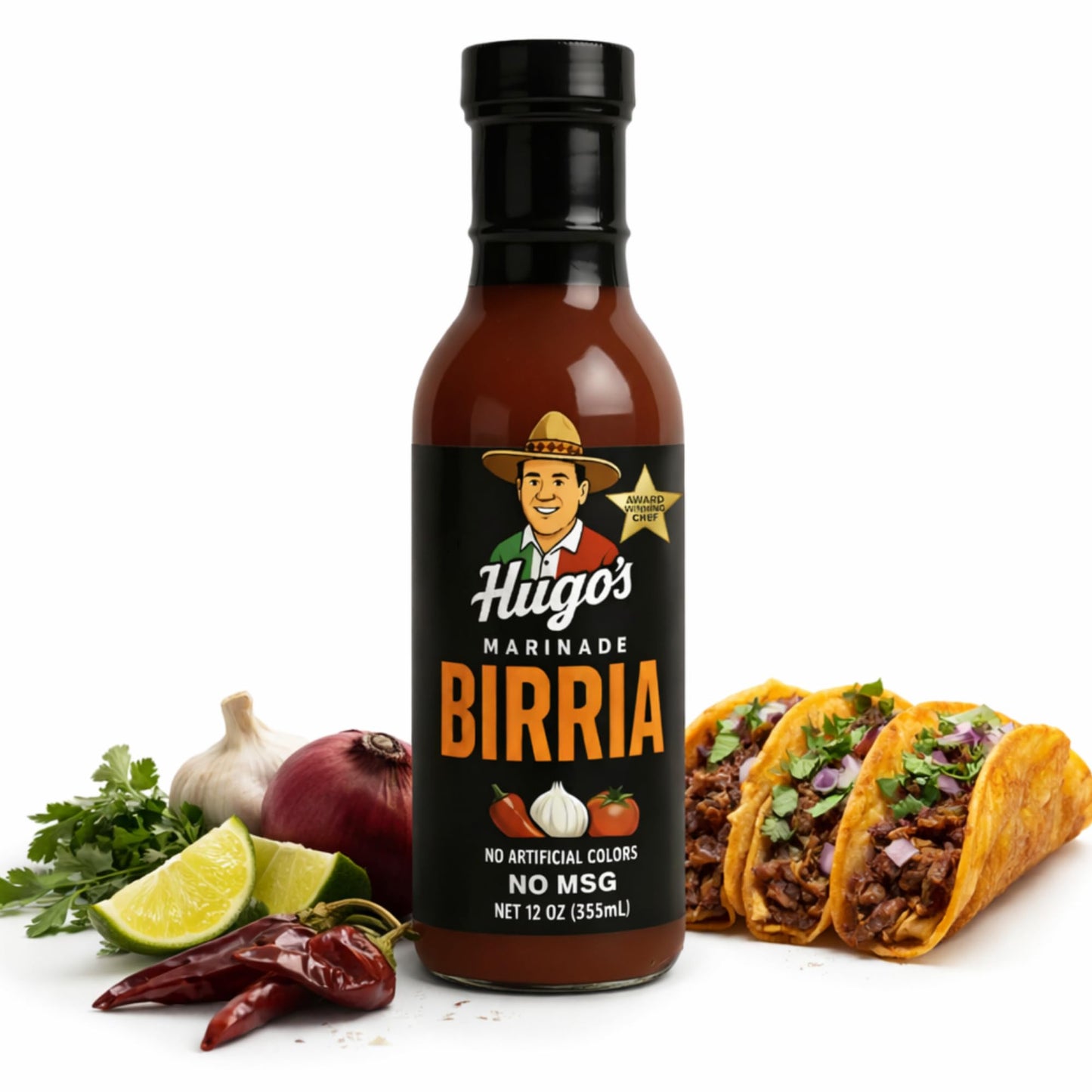 Hugo’s Birria Marinade & Consommé Base - Traditional Mexican Adobo Taco Sauce for - Slow Cooker, Instant Pot, Pressure Cooker Ready - No MSG - 12 oz