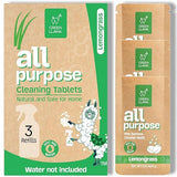 Green Llama Eco-Friendly and Sustainable All-Purpose Refill Tablets | 3-Pack | Lemon Grass Scent | Natural Cleaning Solution for Home with Certified