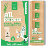Green Llama Eco-Friendly and Sustainable All-Purpose Refill Tablets | 3-Pack | Lemon Grass Scent | Natural Cleaning Solution for Home with Certified