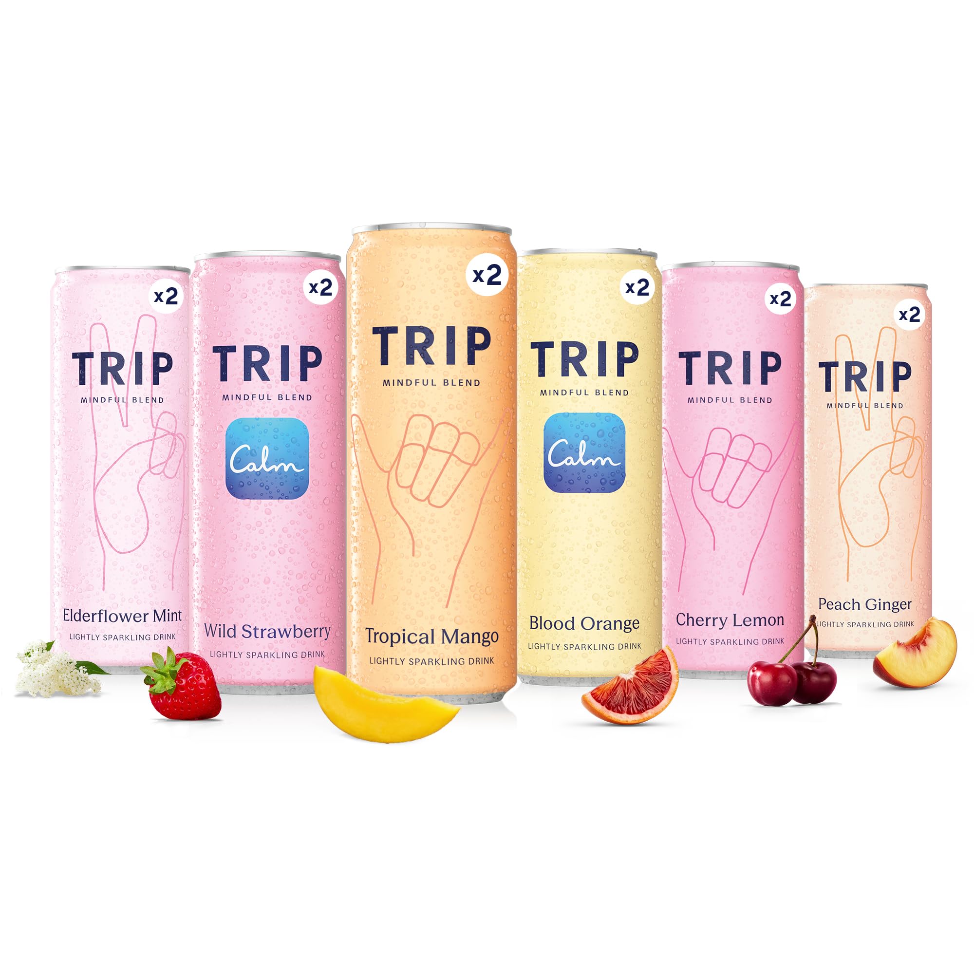 TRIP Lightly Sparkling Adaptogen Seltzer, Non-Alcoholic Mocktail with Magnesium, Ashwagandha, Lions Mane & L Theanine, No Added Sugar, Vegan, Party
