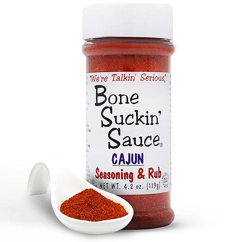 Bone Suckin' Cajun Seasoning & Rub, 4.2 Oz - Gluten-Free, Non-GMO, Kosher, Pareve, & Sugar Free. No Anti Caking Agent & No MSG!