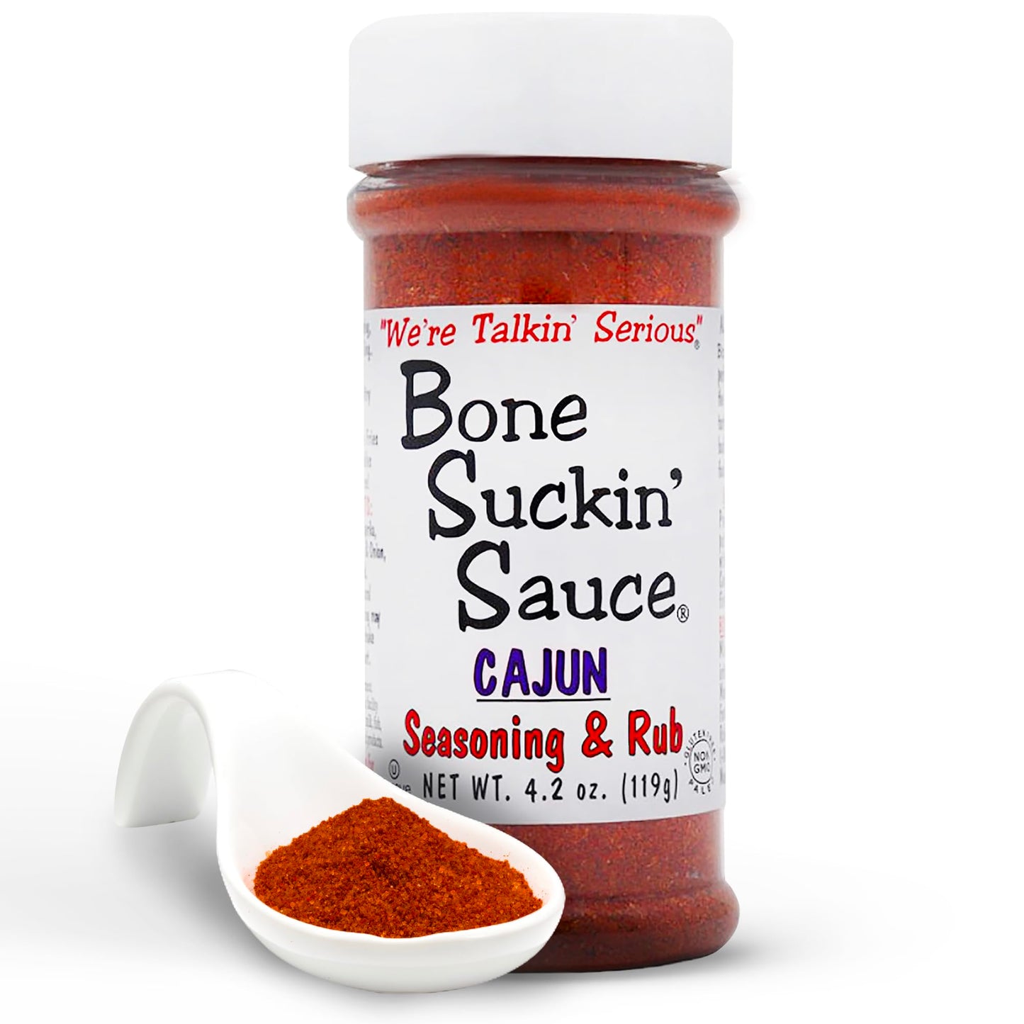 Bone Suckin' Cajun Seasoning & Rub, 4.2 Oz - Gluten-Free, Non-GMO, Kosher, Pareve, & Sugar Free. No Anti Caking Agent & No MSG!