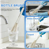 2 Pack Kitchen Scrub Brush, 2 in 1 Water Bottle Brush with Removable Straw Cleaner Dish Scrub Brush with Scraper Tip for Dishes, Pans, Bottle, Cups