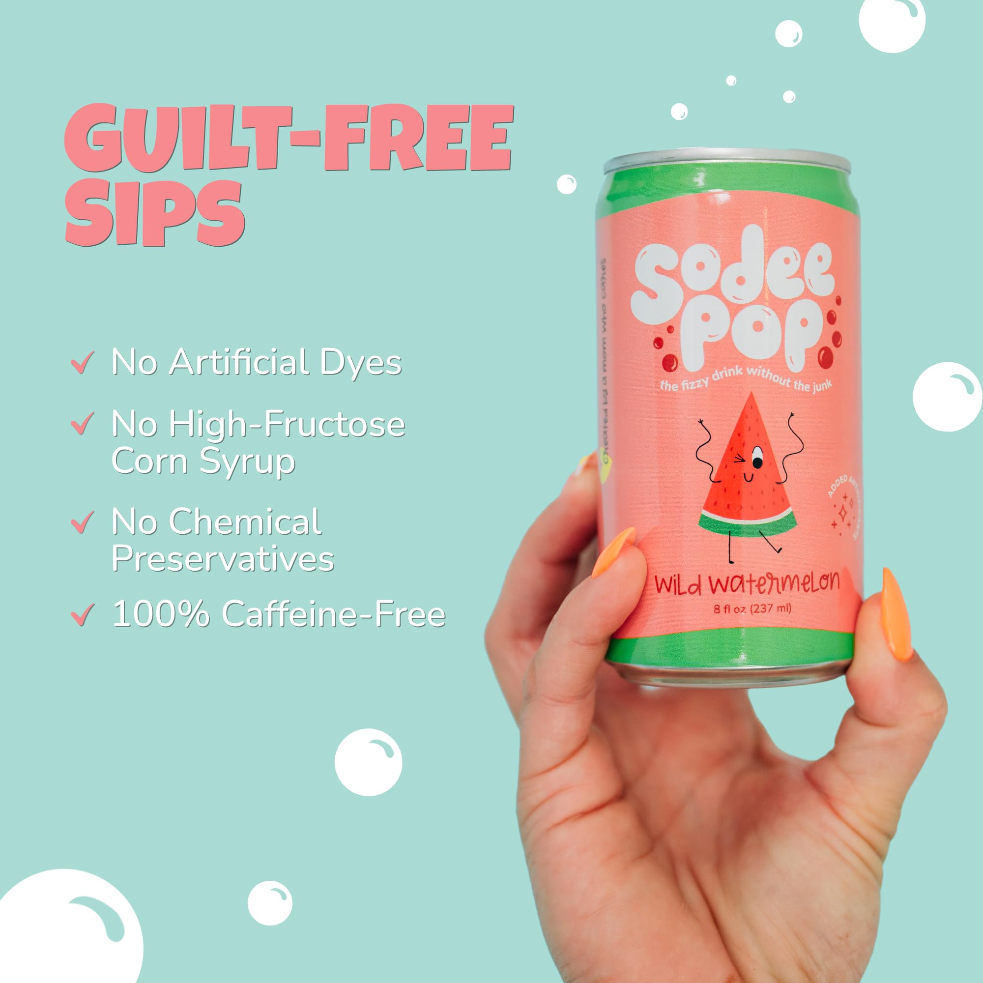 Clean Kids Soda - Wild Watermelon | Healthy Soda Drink | Caffeine-Free, No Artificial Dyes or Preservatives, No High-Fructose Corn Syrup, Non-GMO