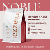 Intazza Organic Whole Bean Coffee, Noble Organic, Medium Roast Coffee Beans, Sweet And Rich Blend, Citrus Lift And Silky Cocoa Notes, Fresh Roasted In