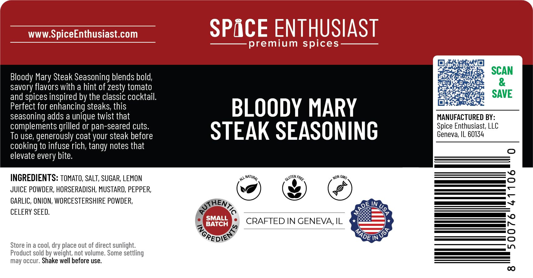 Spice Enthusiast Bloody Mary Steak Seasoning - 4.5 oz