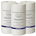 3 Pack Fibertowels Disposable Kitchen Towels Rolls XL 12" x 10", Ultrasoft & Super Strong, Eucalyptus Plant-Based Highly Absorbent Kitchen & Bathroom