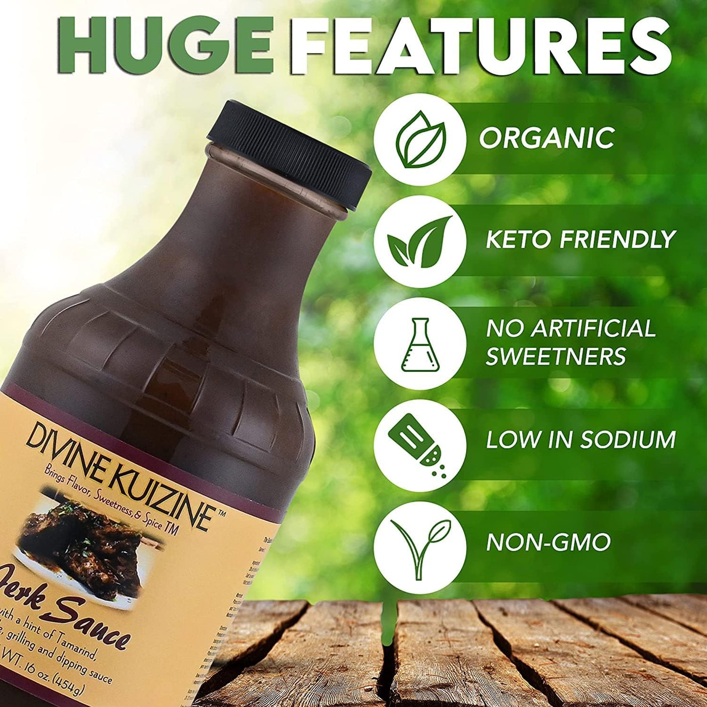 Divine Kuizine Jerk Sauce|Jamaican BBQ Glaze| Seasoning| Hot Spice BBQ16 oz| Marinade Chicken, Meats, Smoked Meats and Seafood | All natural no