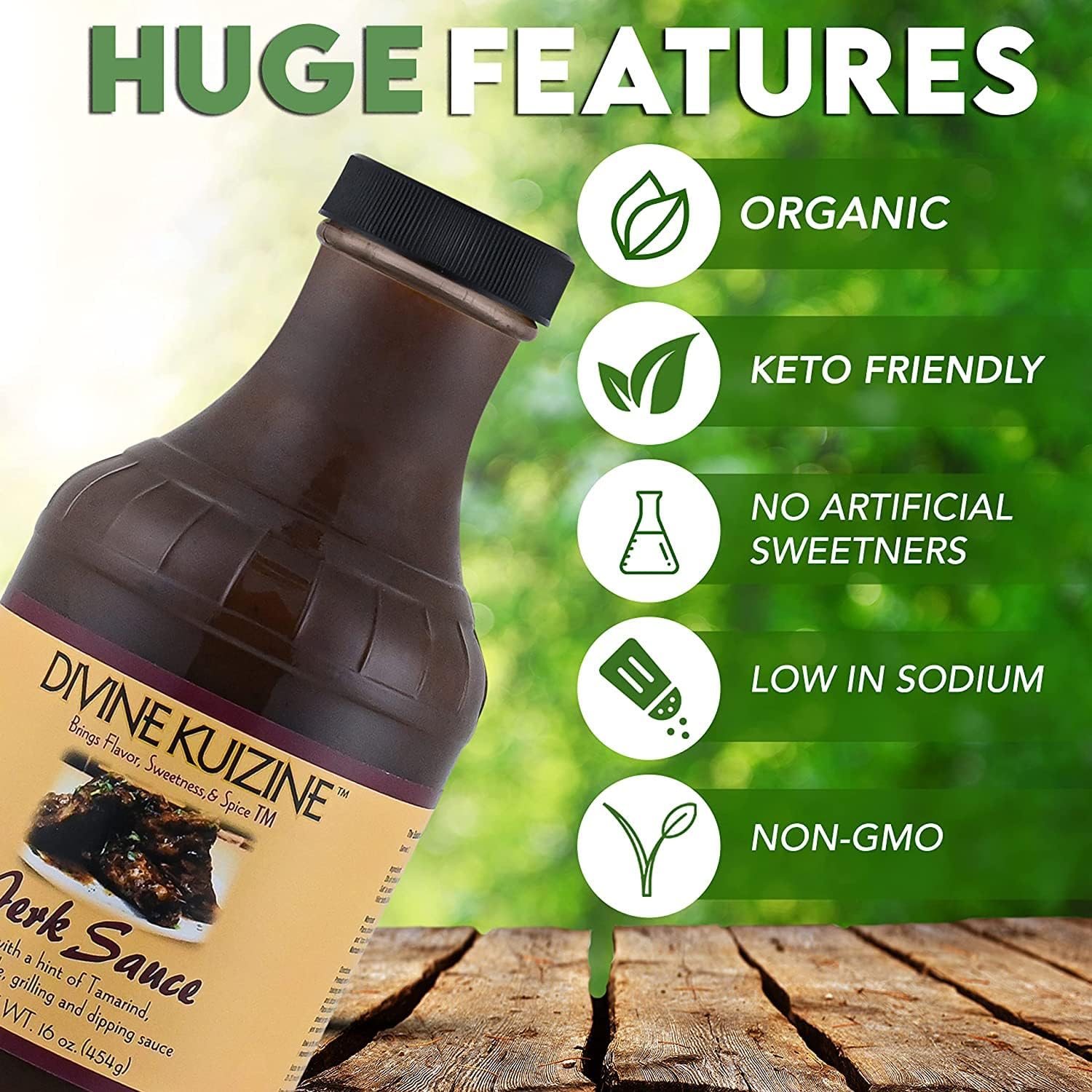 Divine Kuizine Jerk Sauce|Jamaican BBQ Glaze| Seasoning| Hot Spice BBQ16 oz| Marinade Chicken, Meats, Smoked Meats and Seafood | All natural no