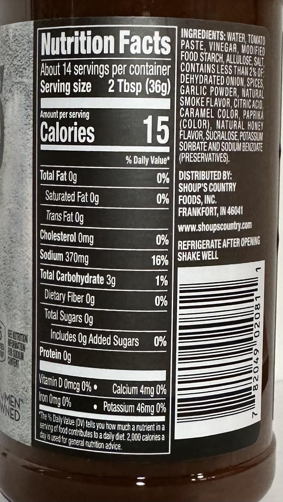 Shoup's Sugar Free BBQ Sauce