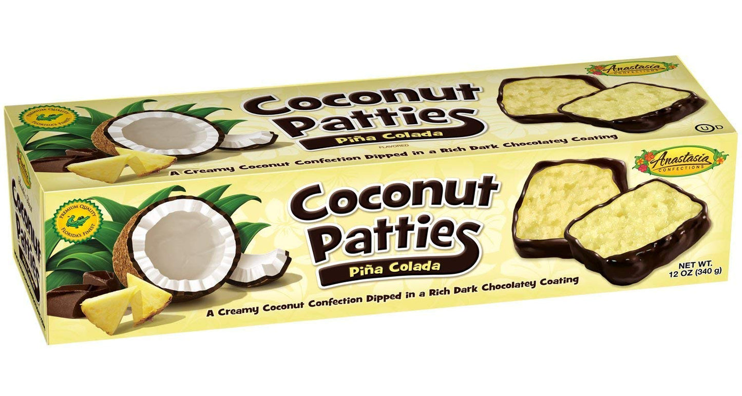 Florida's Finest Pina Colada Creamy Coconut Patties Dipped in Chocolate 12oz Pack of 7
