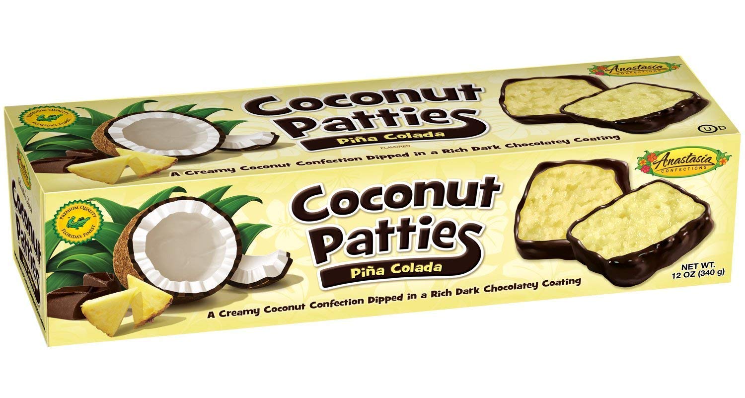 Florida's Finest Pina Colada Creamy Coconut Patties Dipped in Chocolate 12oz Pack of 7