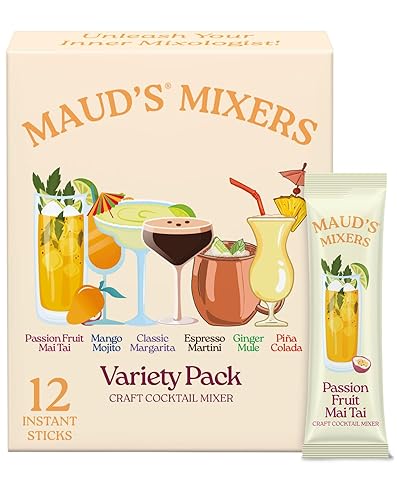 Maud's Mixers Variety Pack Cocktail Mix, 12 ct, Mocktail Non-Alcoholic Drinks - Made with Real Agave - Low Calorie, Low Sugar, Easy to Mix