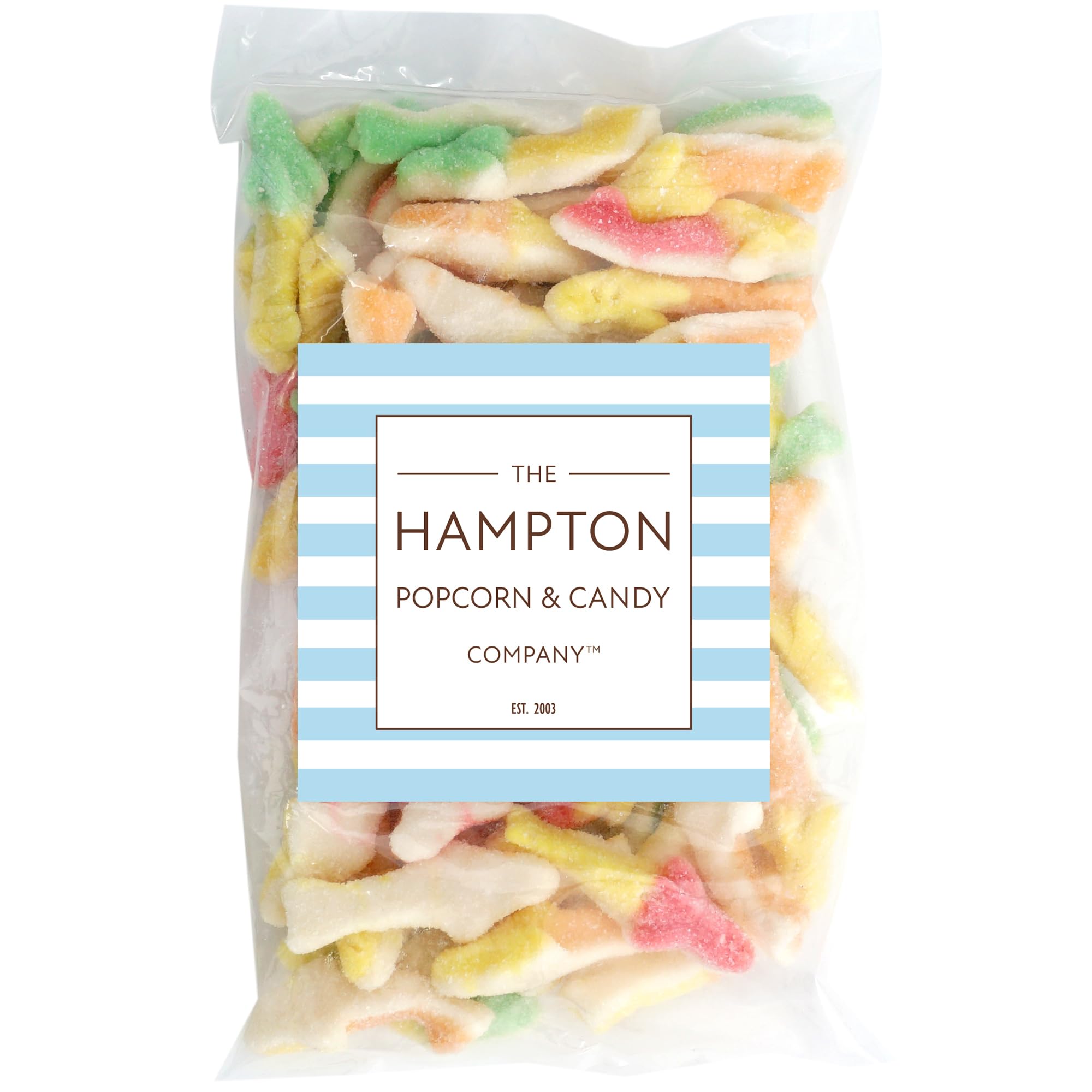 Sour Sugared Gummy Sharks, 1 Pound Bulk Bag, Assorted Gummy Sharks, Sour Gummy Candy, The Hampton Popcorn & Candy Company