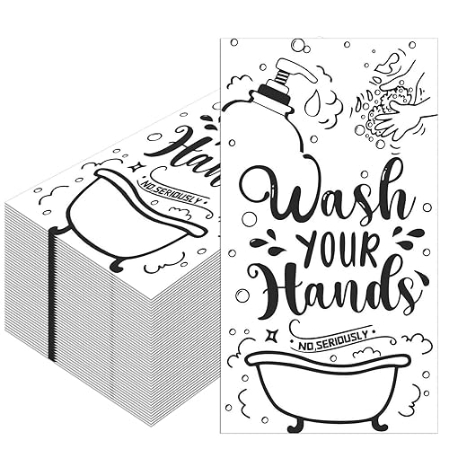 100 Pcs Disposable Hand Towels for Bathroom Funny Paper Guest Towels Decorative Dinner Napkins for Room Wedding Birthday Holiday Anniversary Baby