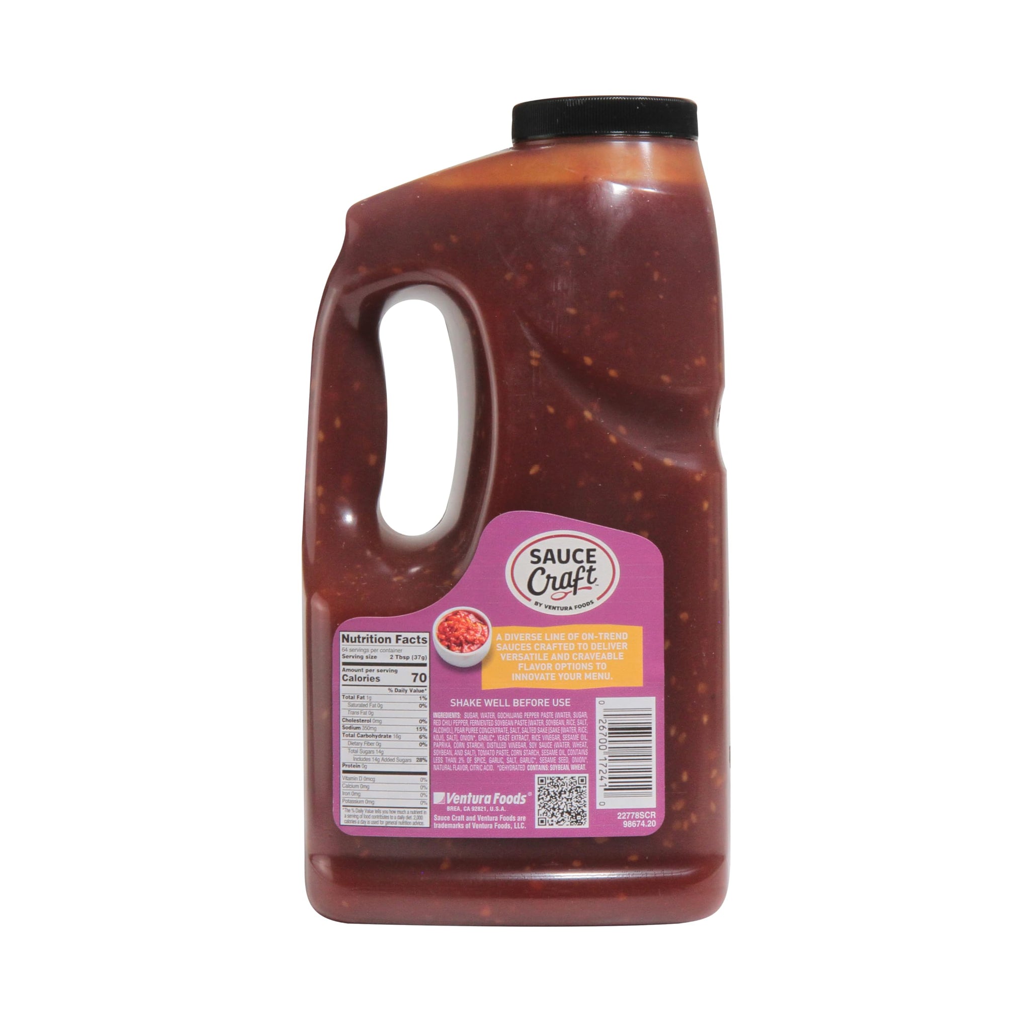 Ventura Foods Sauce Craft Gochujang Korean Pepper Sauce, Versatile, Globally Inspired Spicy Sauce for Food Service, Wings, Stir Fry and Dipping, 0.5
