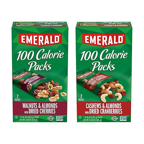Emerald Nuts Combo (Variety Pack) Featuring Cashew, Almond and Dried Cranberries & Walnuts, Almonds and Dried Cranberries | Contains 14 Single Serving