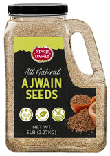 Spicy World Ajwain Seeds 5 LB Bulk Jar - Carom Seeds, Bishops, 100% Natural, Premium Quality - Great for Tea, Breads, Spice Rubs, Digestion and More