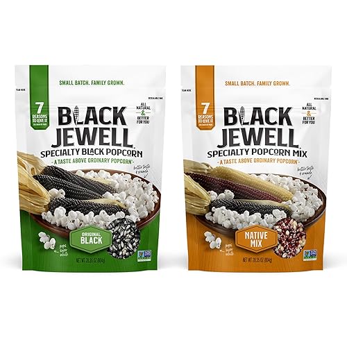Black Jewell Gourmet Popcorn Kernel Variety Pack with Original Black and Native Mix (Pack of 2)