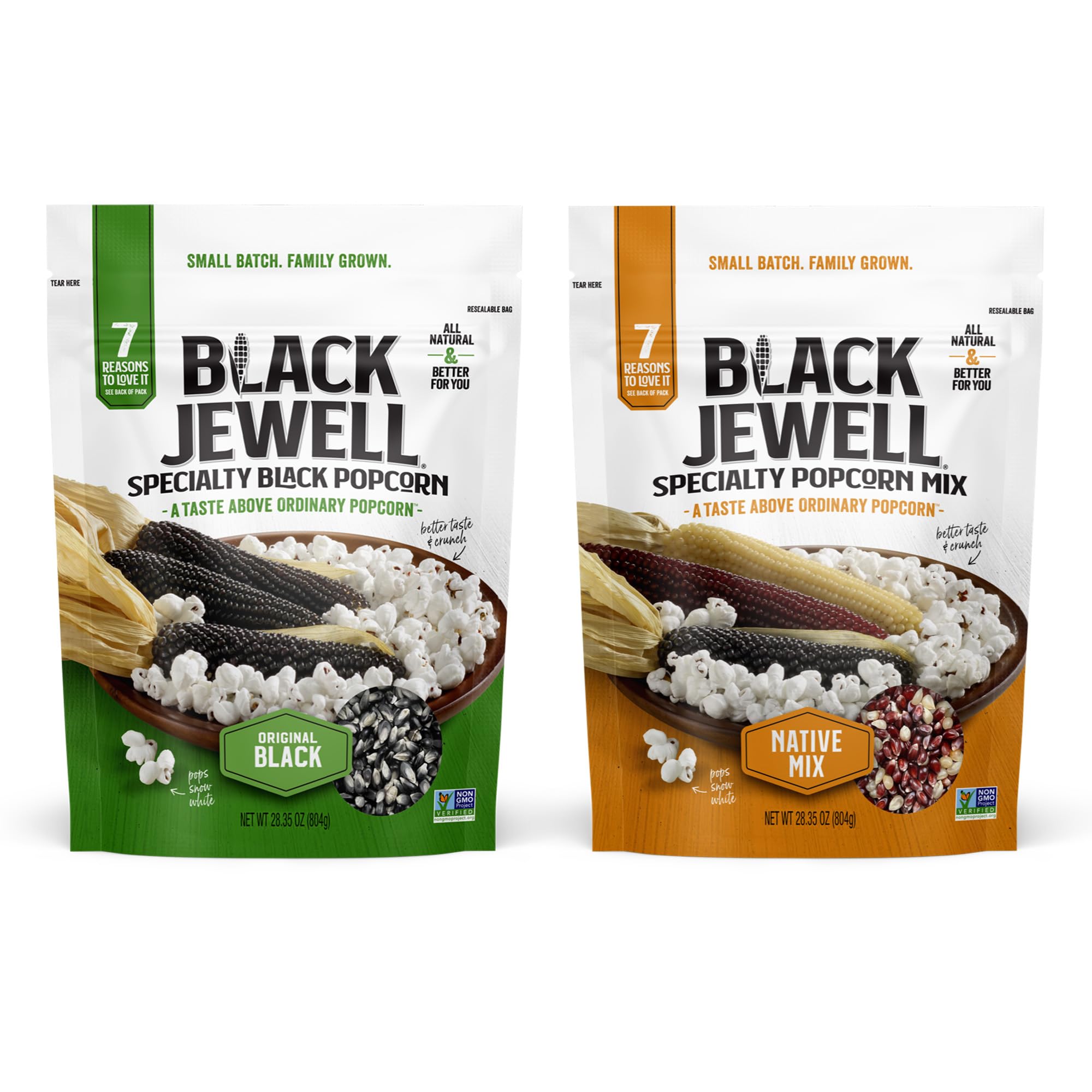 Black Jewell Gourmet Popcorn Kernel Variety Pack with Original Black and Native Mix (Pack of 2)