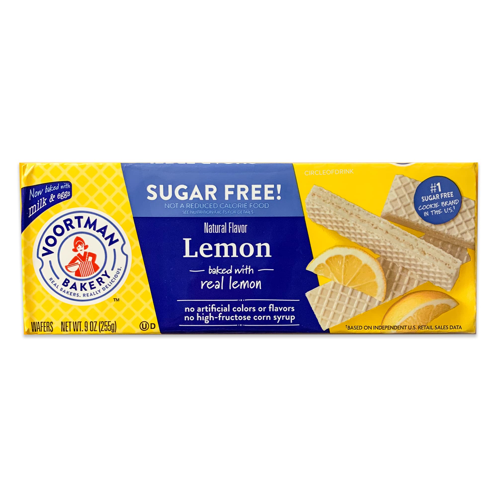Voortman Sugar Free Wafers - Variety Pack - Lemon - Vanilla - Strawberry - Orange Creme - Baked with Real Ingredients - 4, 9oz packs
