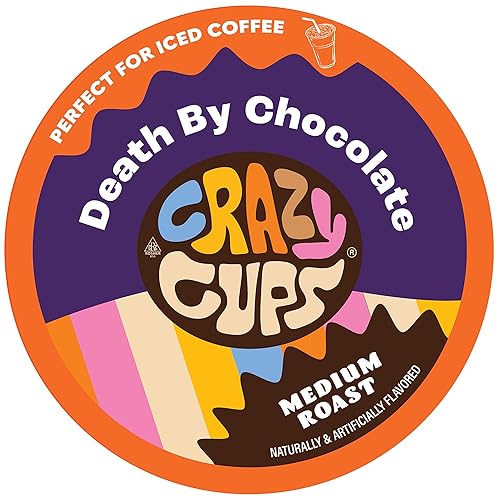 Crazy Cups Flavored Coffee for Keurig K-Cup Machines, Death By Chocolate, Hot or Iced Coffee, 80 Single Serve, Recyclable Pods(Pack of 1)