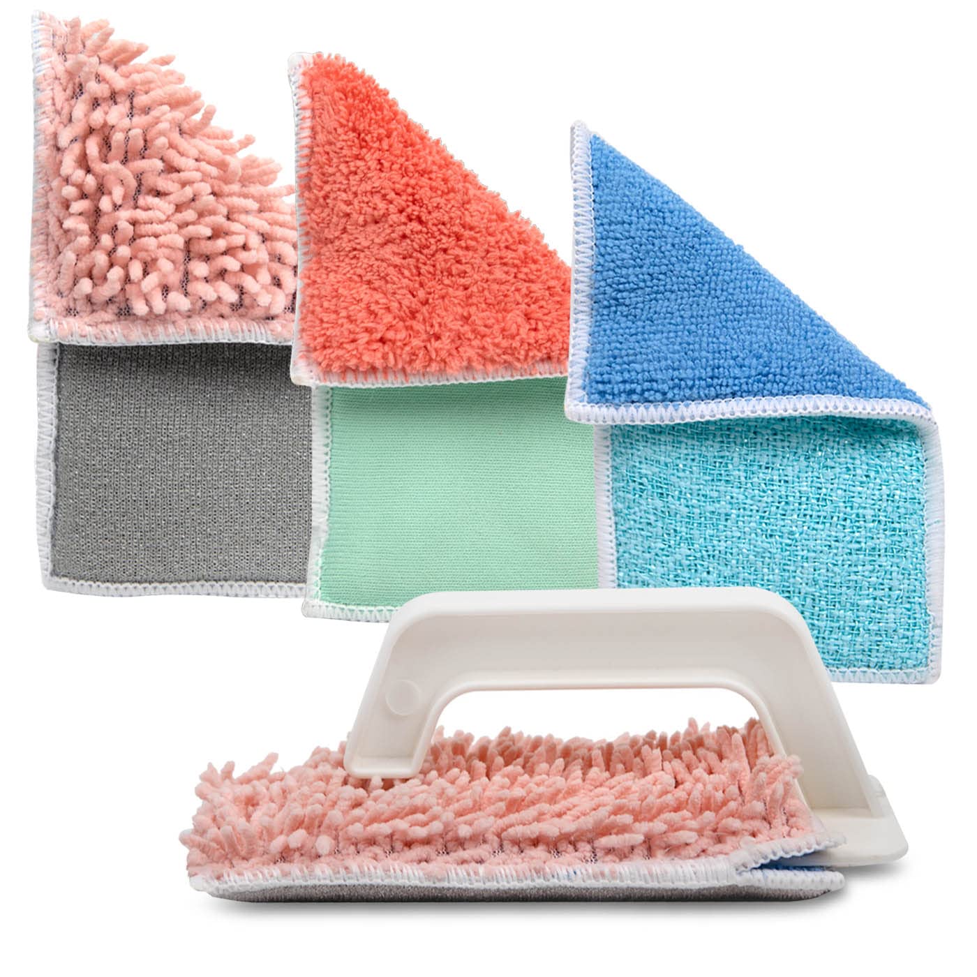 Don Aslett’s Scrub & Switch Combo Set | Dual-Sided Scrub, Clean, and Polish Sponges Included | Handheld Tool for Extra Scrubbing Power | Reusable