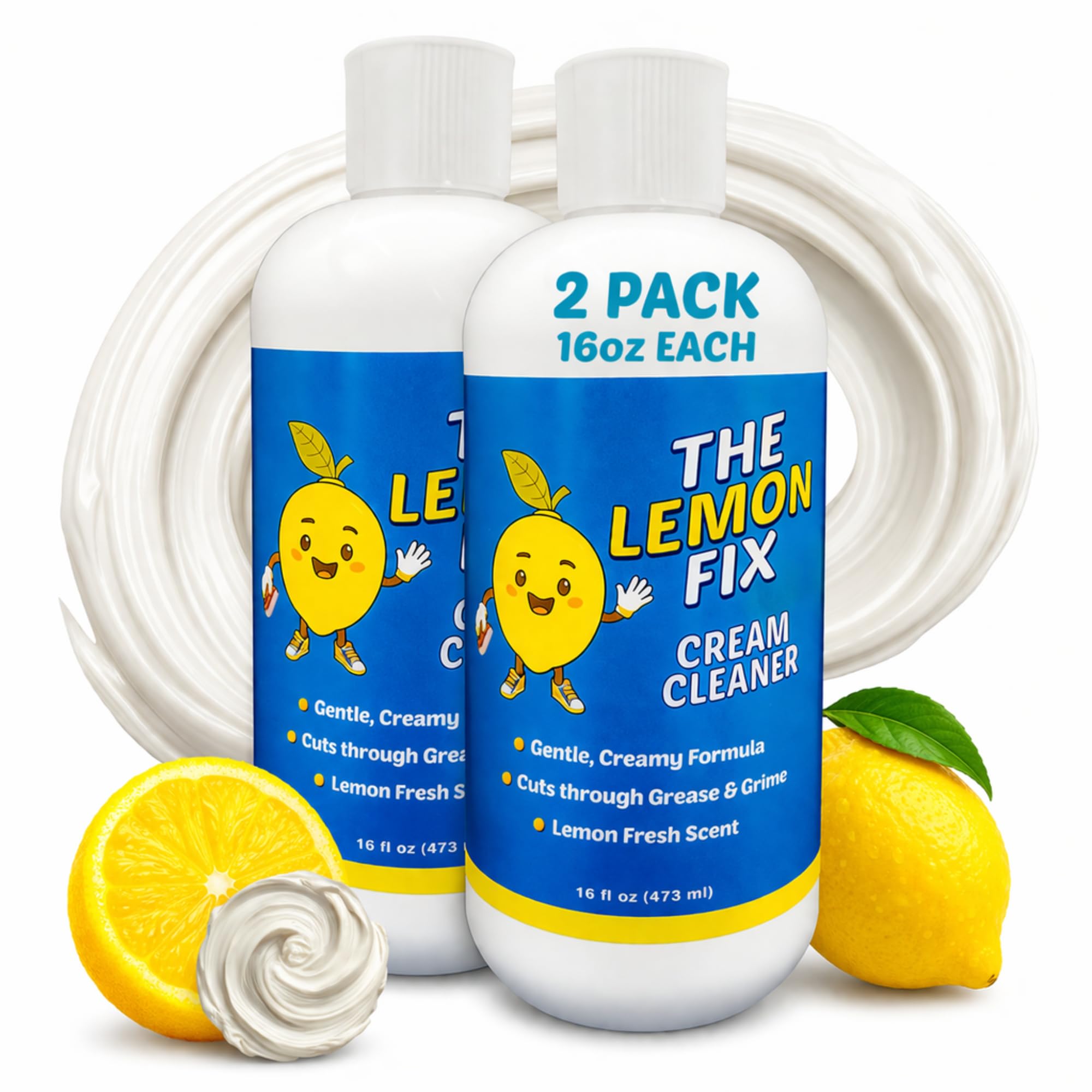 Cream Cleaner and Lemon All Purpose Cleaner for Kitchen, Bathroom, Shower, Tile & Oven, Cuts Grease & Grime, Gentle Formula Multipurpose Cleaner, The