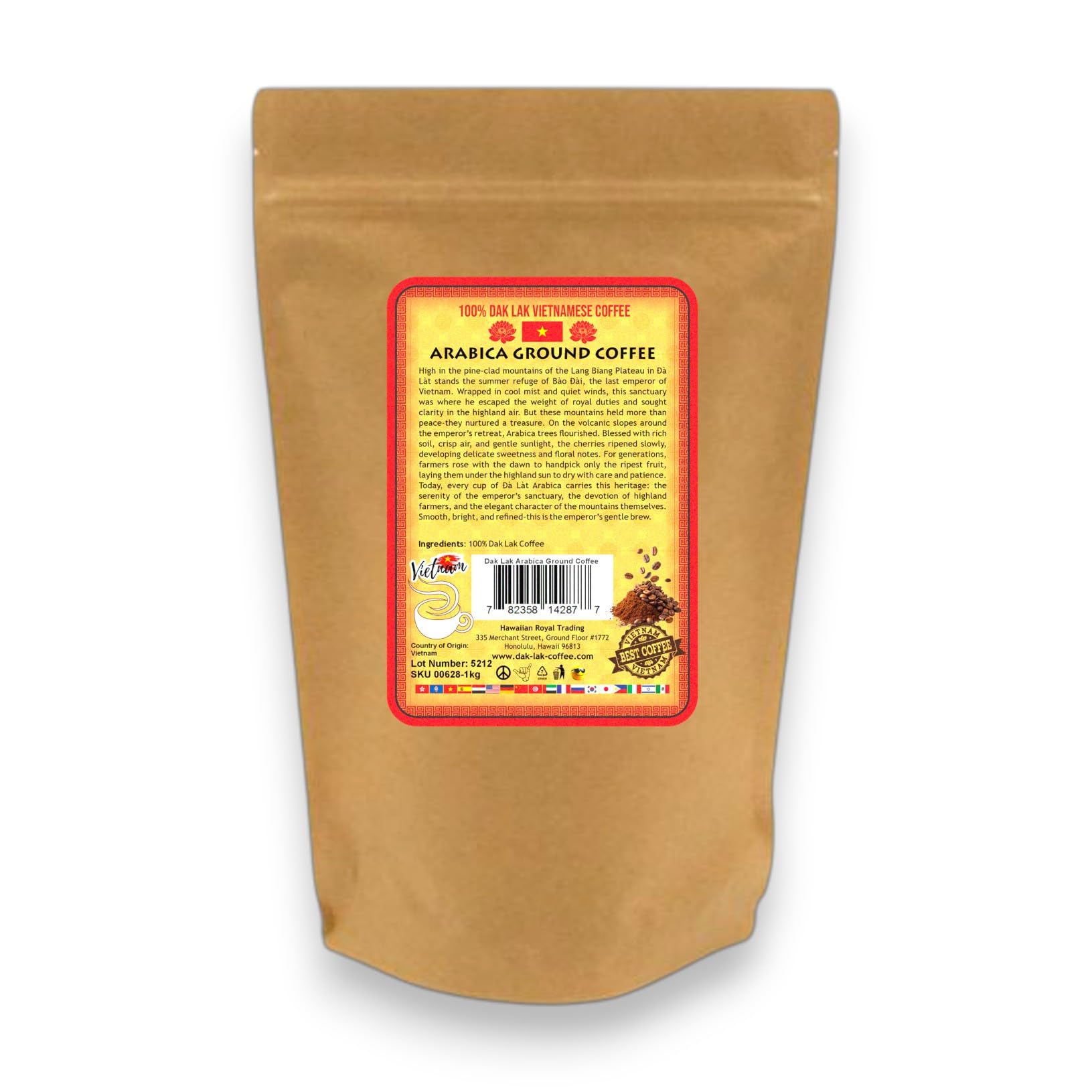 100% Dak Lak Vietnamese Coffee (Arabica Ground, 1 Kilo Bag)