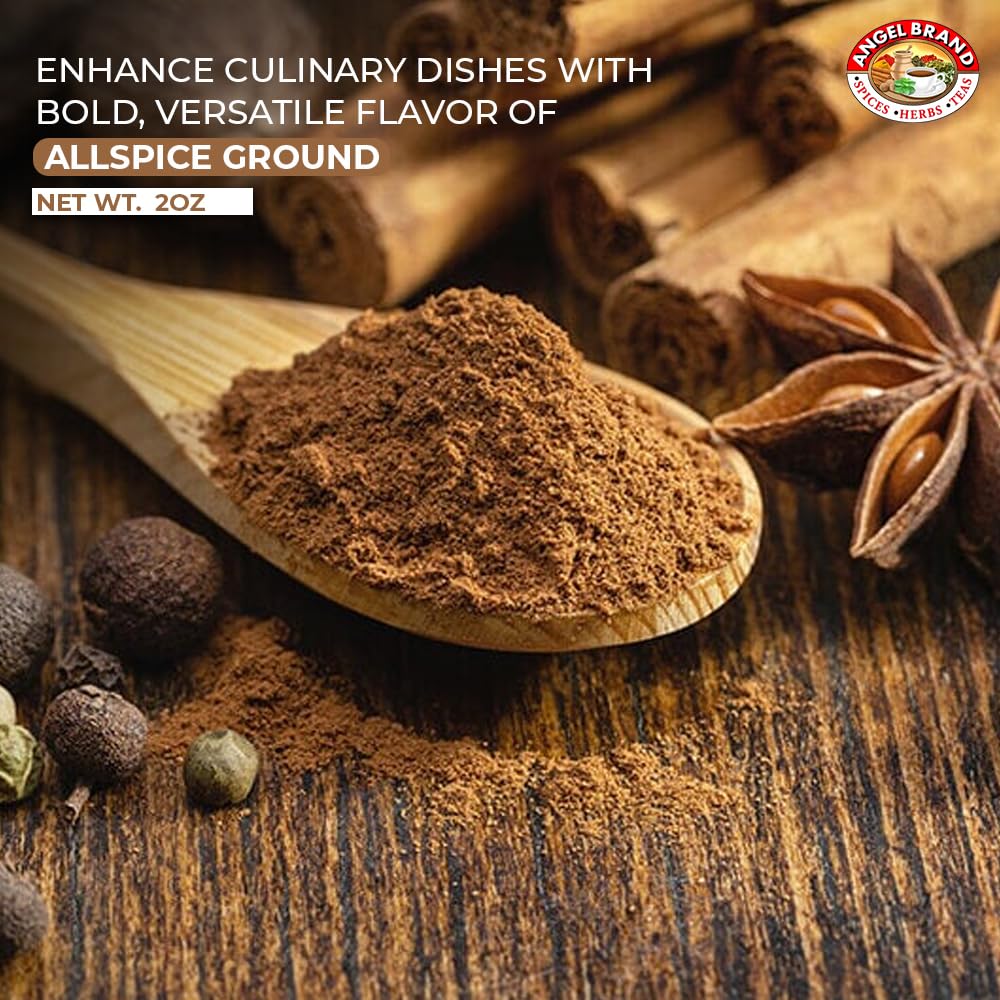 Angel Brand Ground Allspice 2 oz Bottle - Premium All Spice Seasoning for Baking, Cooking, and Marinades - Perfect for Sweet and Savory Dishes.