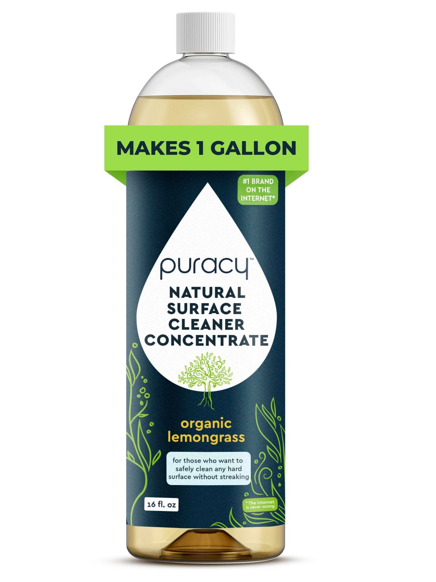 Puracy All Purpose Cleaner Concentrate - Plant-Powered Multi-Surface Cleaner - Surface Cleaner Solution As Seen on TikTok (Organic Lemongrass, 16 fl