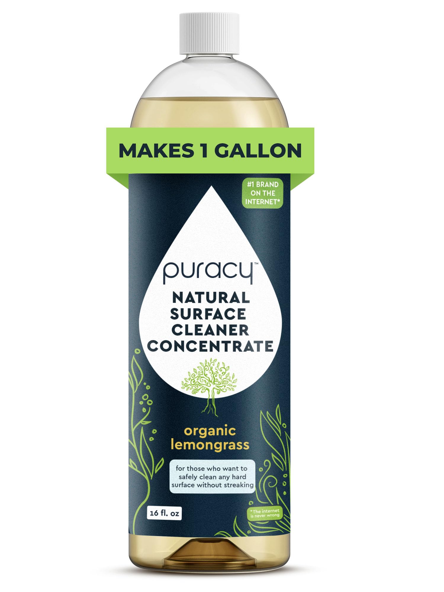 Puracy All Purpose Cleaner Concentrate - Plant-Powered Multi-Surface Cleaner - Surface Cleaner Solution As Seen on TikTok (Organic Lemongrass, 16 fl
