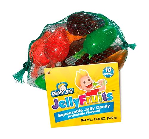 Ricky Joy Jelly Fruits, Squeezable Jelly Candy, 17.6oz Mesh Bag, 10ct (Pack of 1)