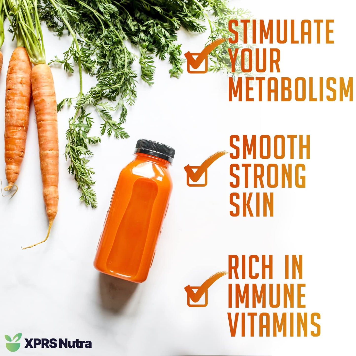 XPRS Nutra 100% Natural Carrot Juice Powder - Pure Carrot Powder from The USA - Ideal for Juice and Smoothie - High in Vitamin A, Phytonutrients