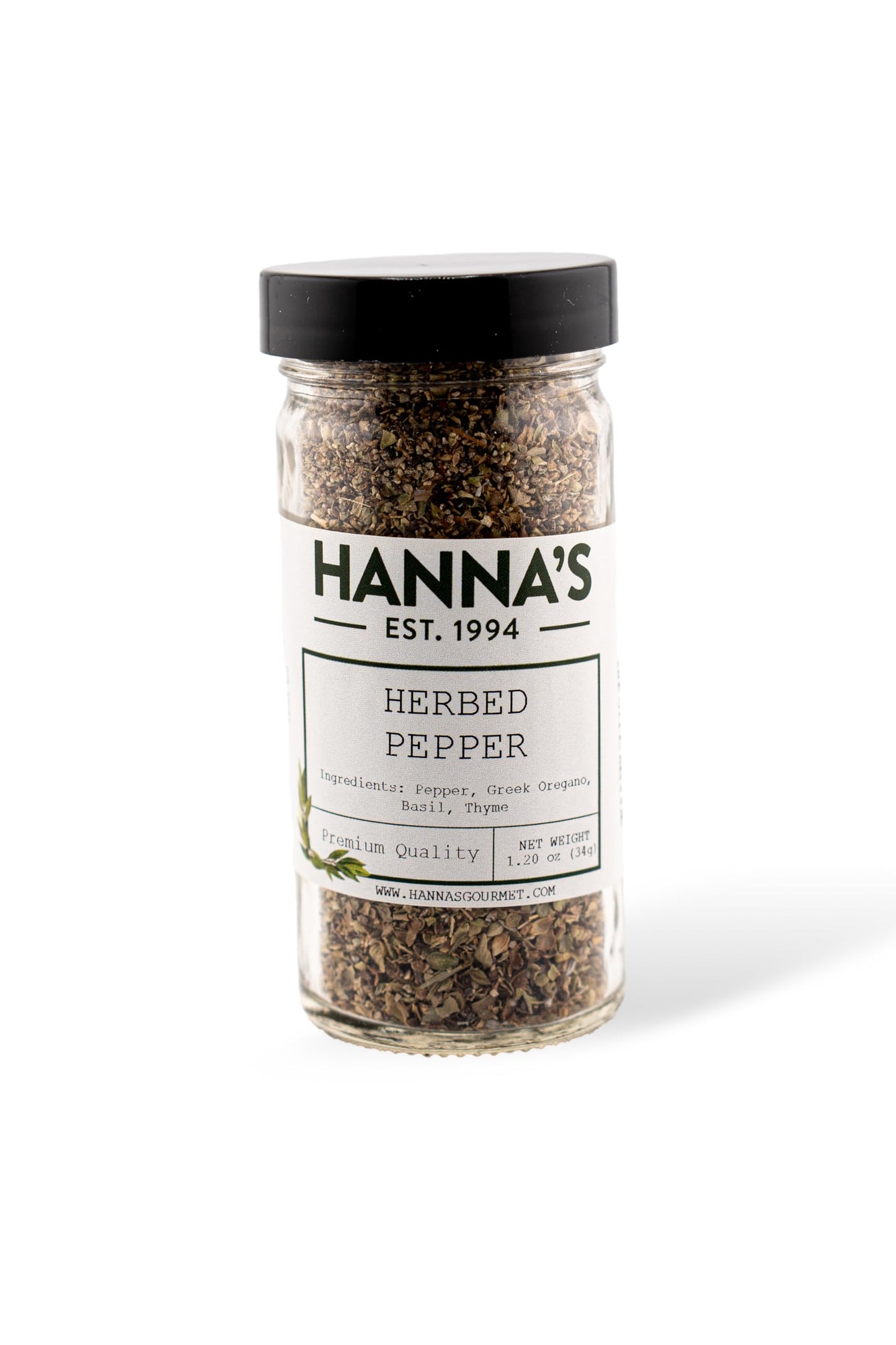 Hanna's Herbed Pepper, Premium Quality, 4 fl oz Glass Jar