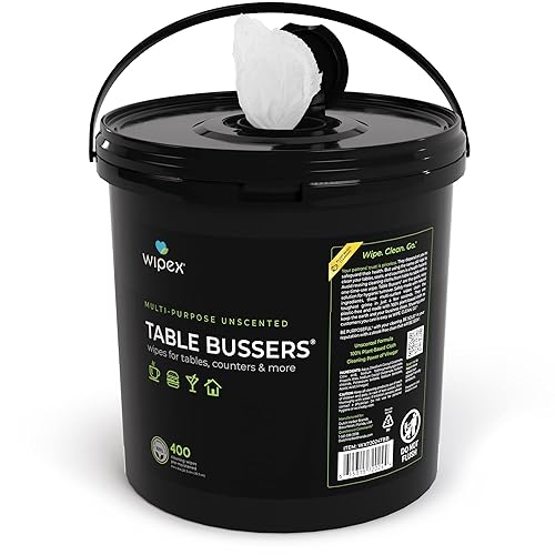 Wipex Table Bussers - Multi Surface Cleaner Natural Cleaning Wipes - Cleaning Vinegar Plant Based Wipe to Clean Restaurant Tables, Counters