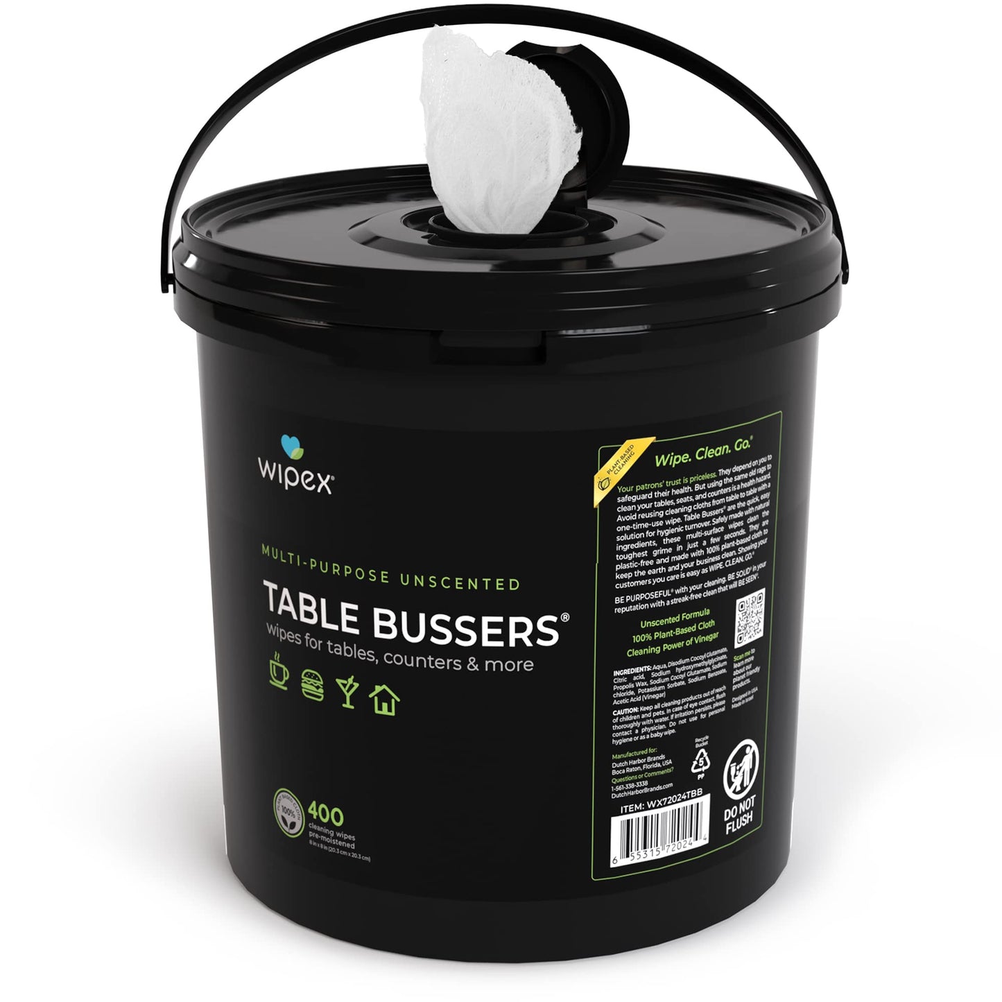 Wipex Table Bussers - Multi Surface Cleaner Natural Cleaning Wipes - Cleaning Vinegar Plant Based Wipe to Clean Restaurant Tables, Counters